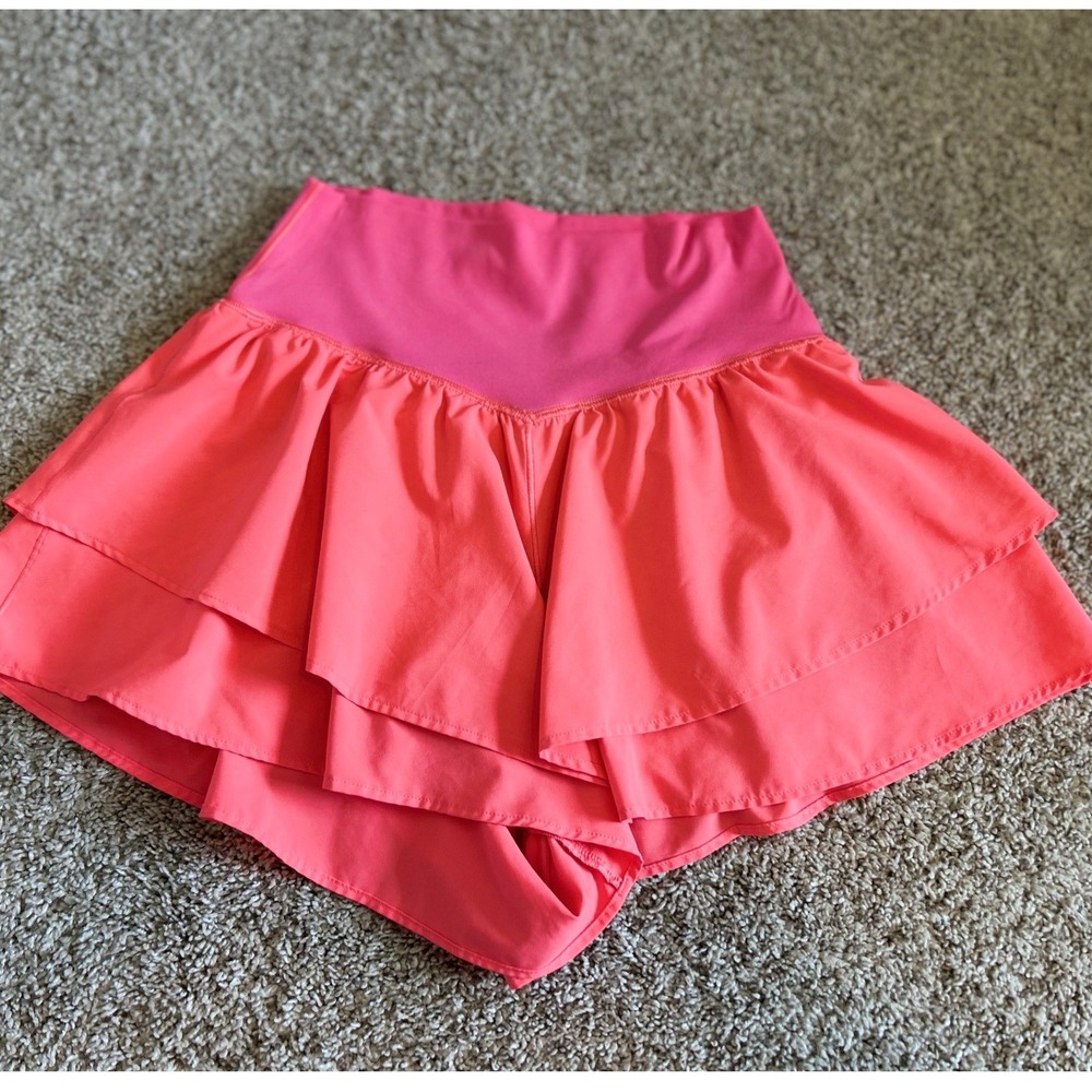 OFFLINE by Aerie Real Good Ruffle Skort Coral Pink Athletic Skirt Shorts Small